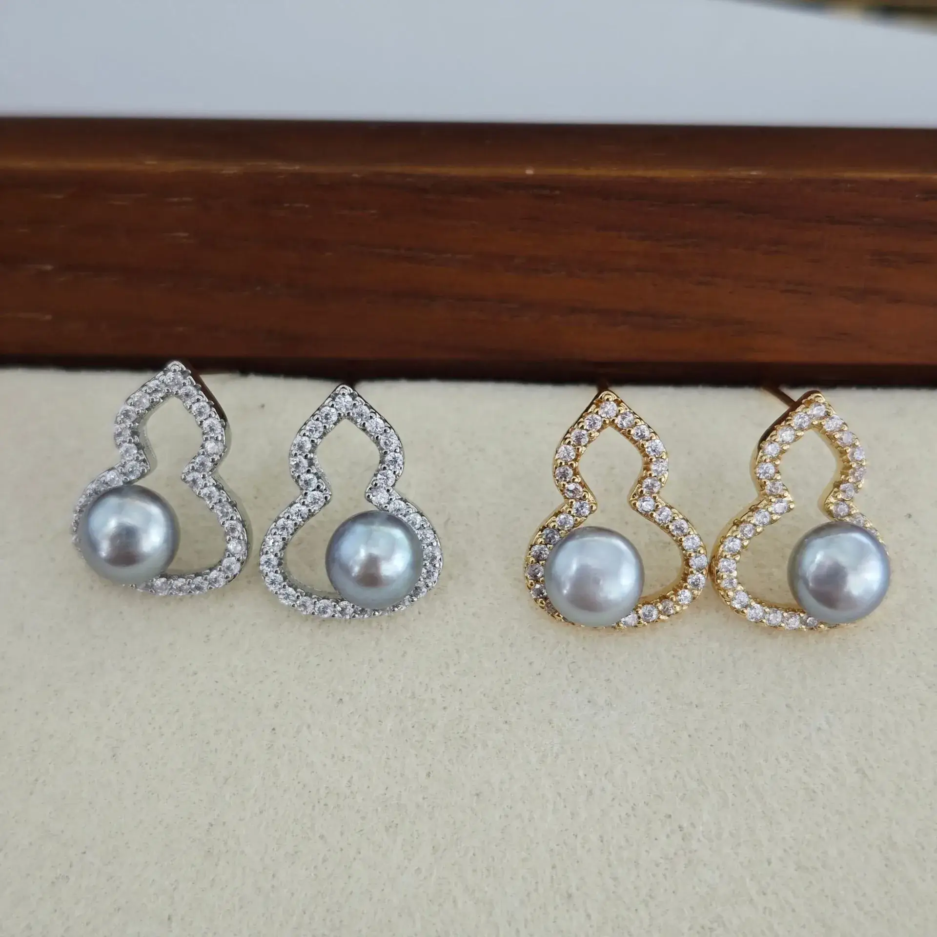 Zhuji Earring S925 Silver Needle Freshwater Pearl Earring (Fulu) 6-7MM Small Gourd Suit — feature 19