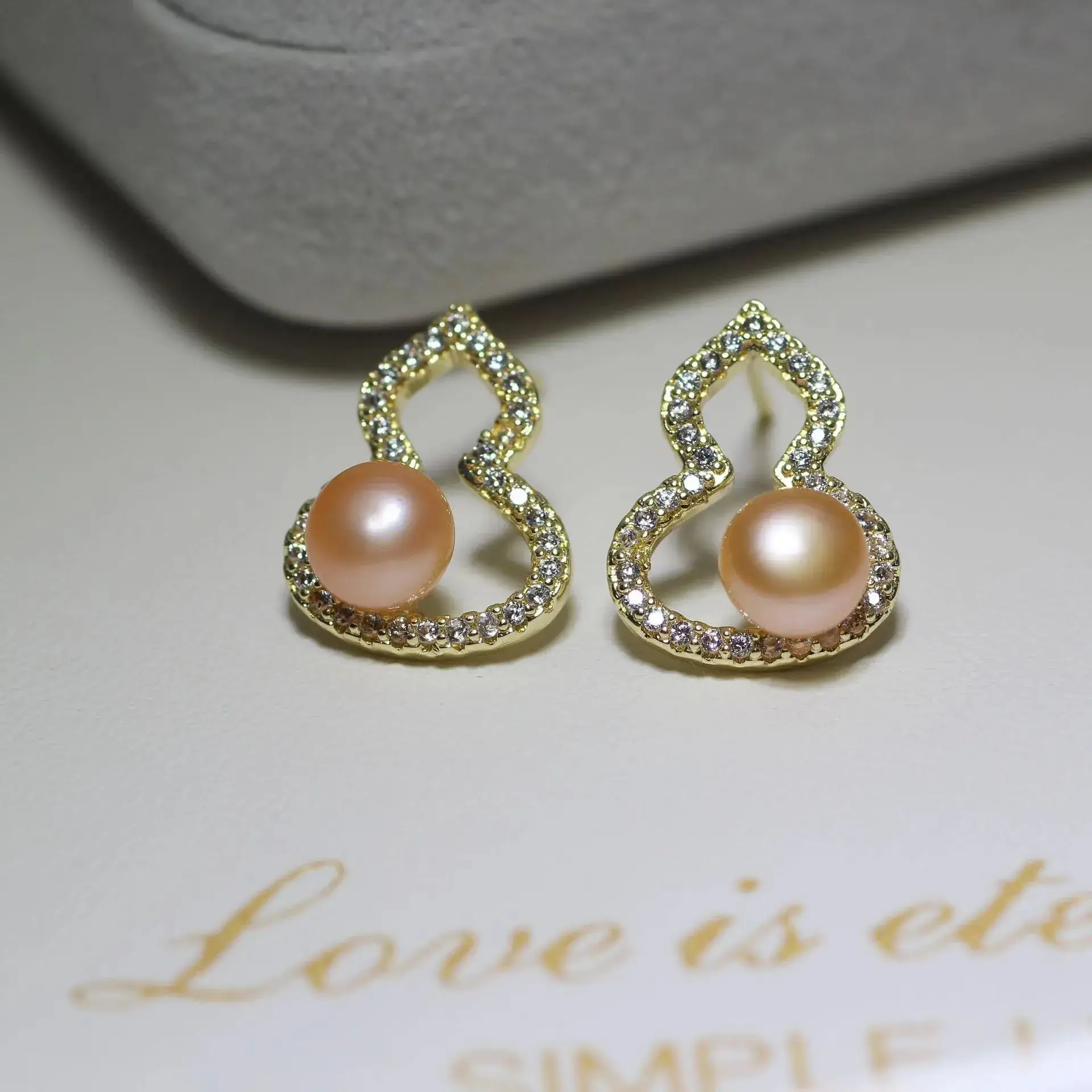 Zhuji Earring S925 Silver Needle Freshwater Pearl Earring (Fulu) 6-7MM Small Gourd Suit - Image 2