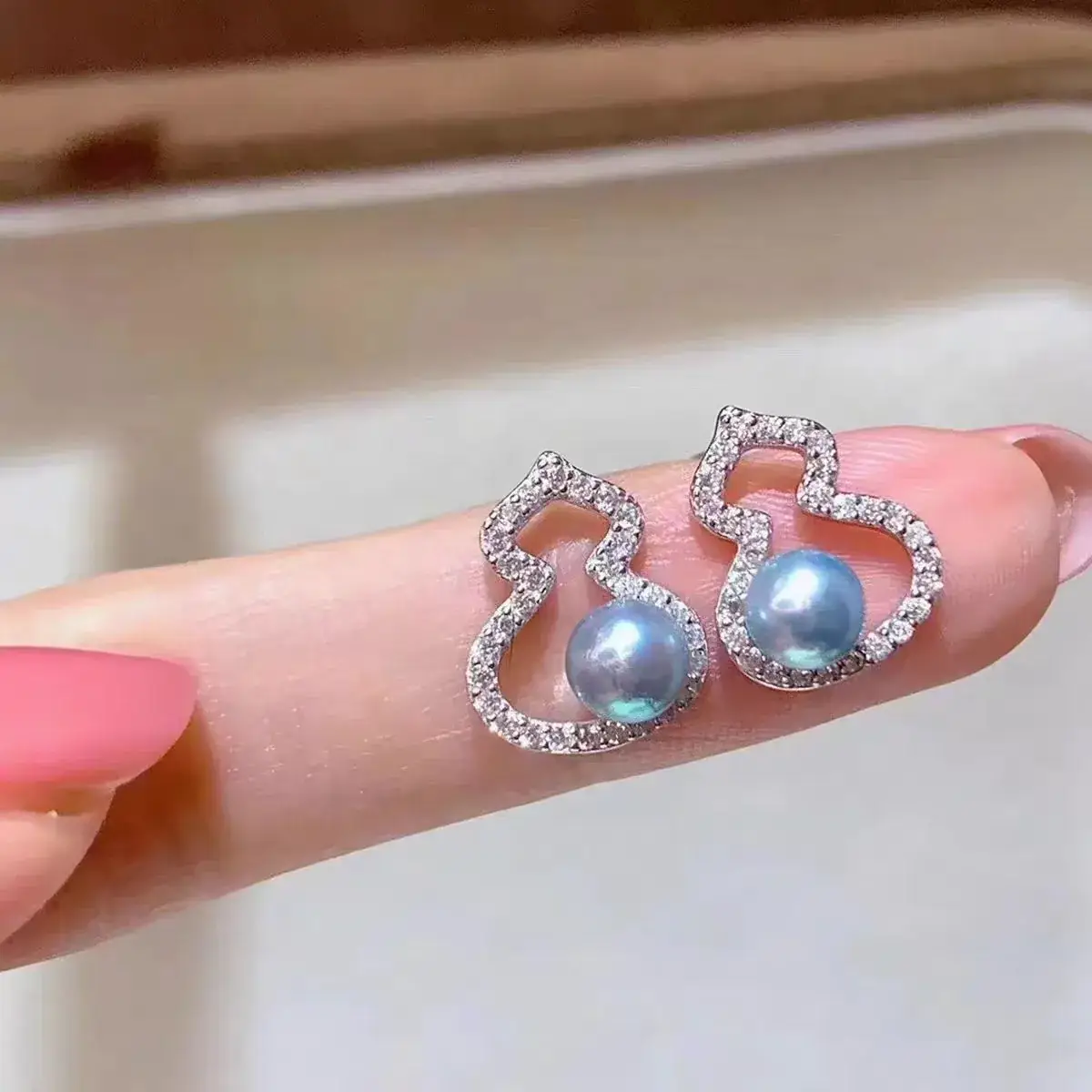 Zhuji Earring S925 Silver Needle Freshwater Pearl Earring (Fulu) 6-7MM Small Gourd Suit - Image 3