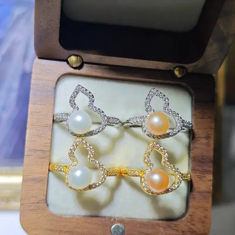 Zhuji Earring S925 Silver Needle Freshwater Pearl Earring (Fulu) 6-7MM Small Gourd Suit - Image 8