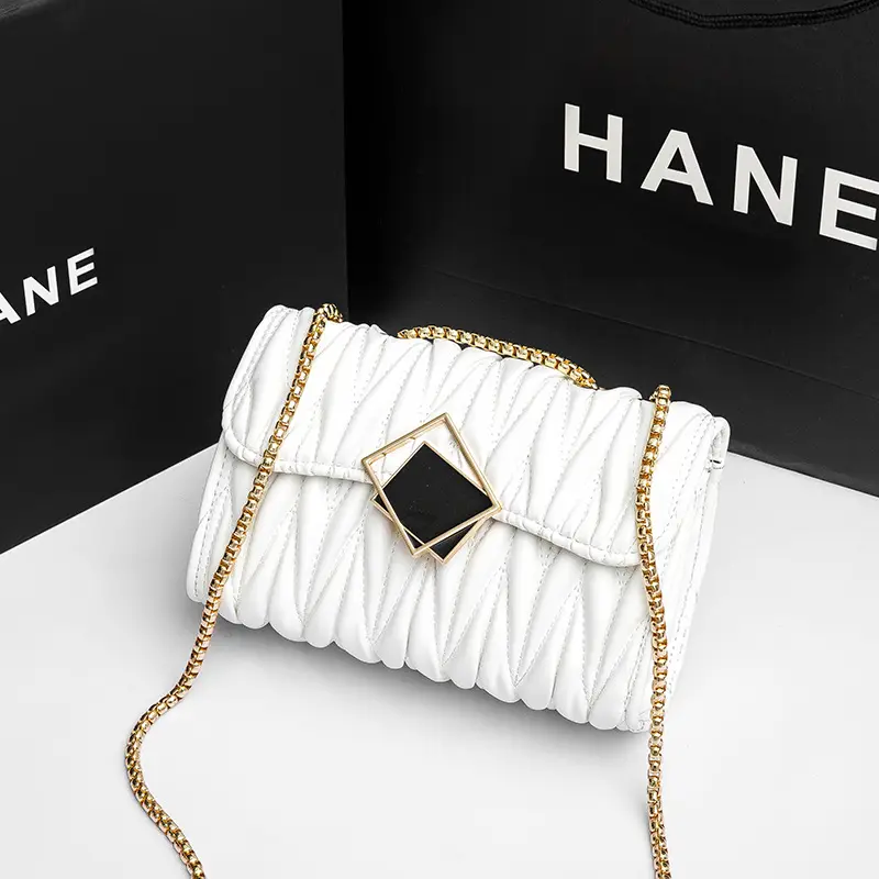 Black Pleated Chain Crossbody Bag for Women 2025 - Image 2