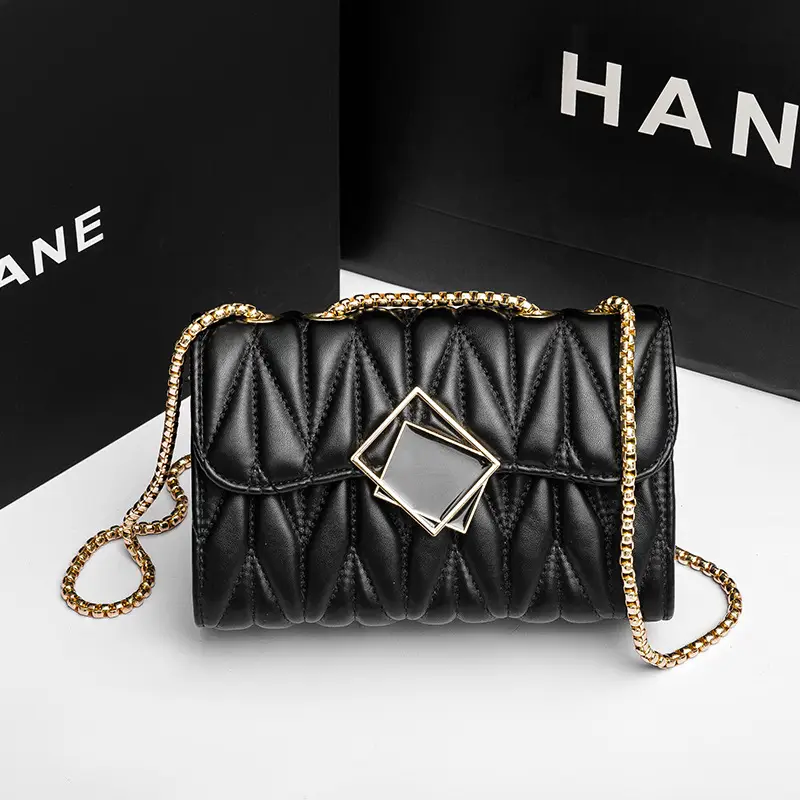 Black Pleated Chain Crossbody Bag for Women 2025 - Image 5