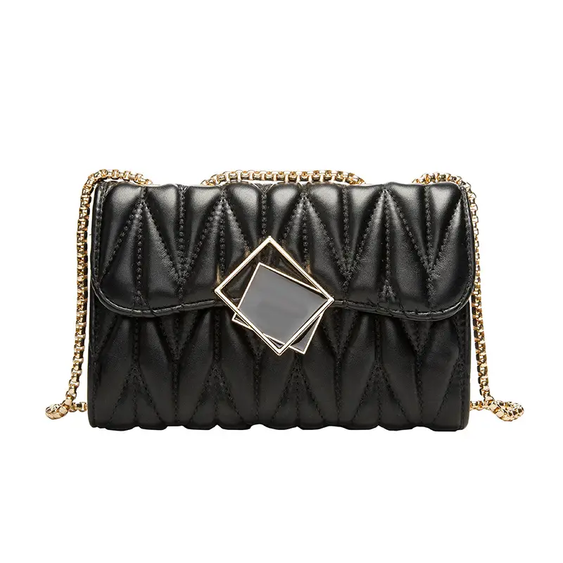Black Pleated Chain Crossbody Bag for Women 2025 - Image 6