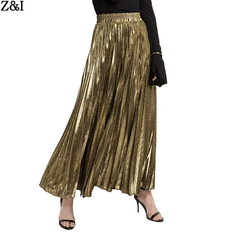 Blue Pleated High Waist Skirt for Women Plus Size - Image 7