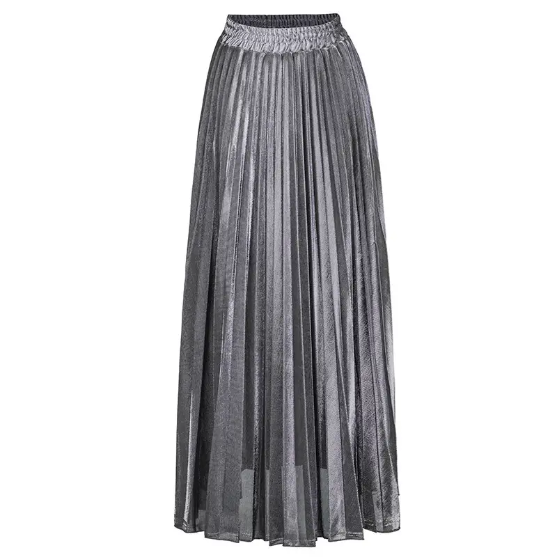 Blue Pleated High Waist Skirt for Women Plus Size - Image 2