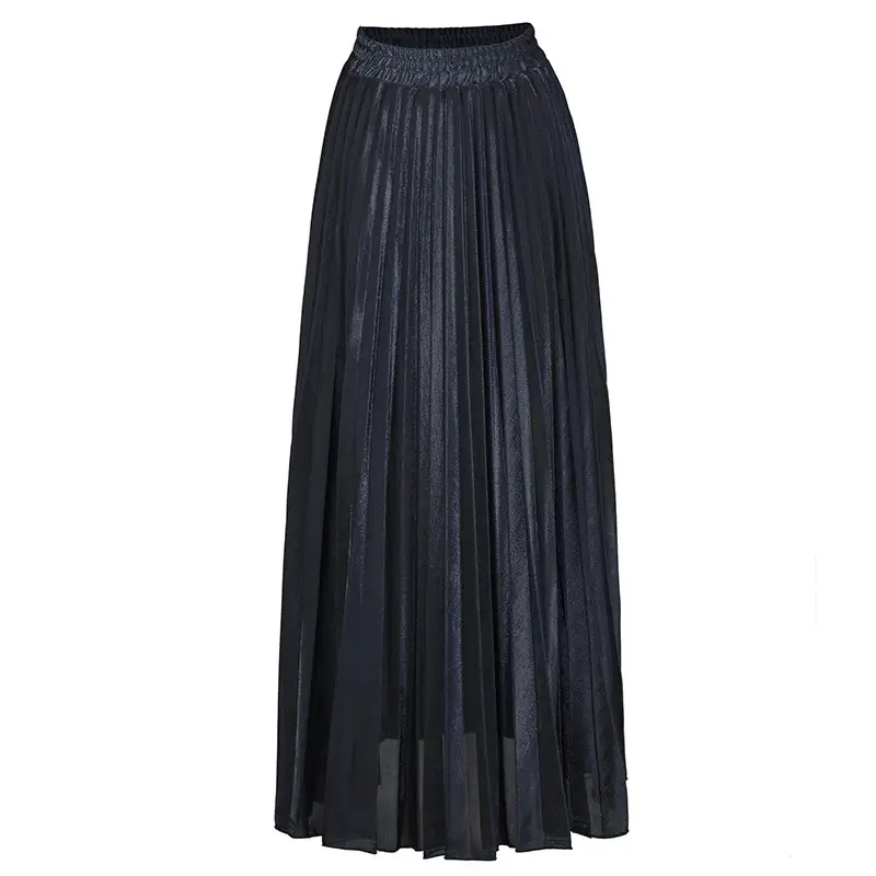 Blue Pleated High Waist Skirt for Women Plus Size - Image 5