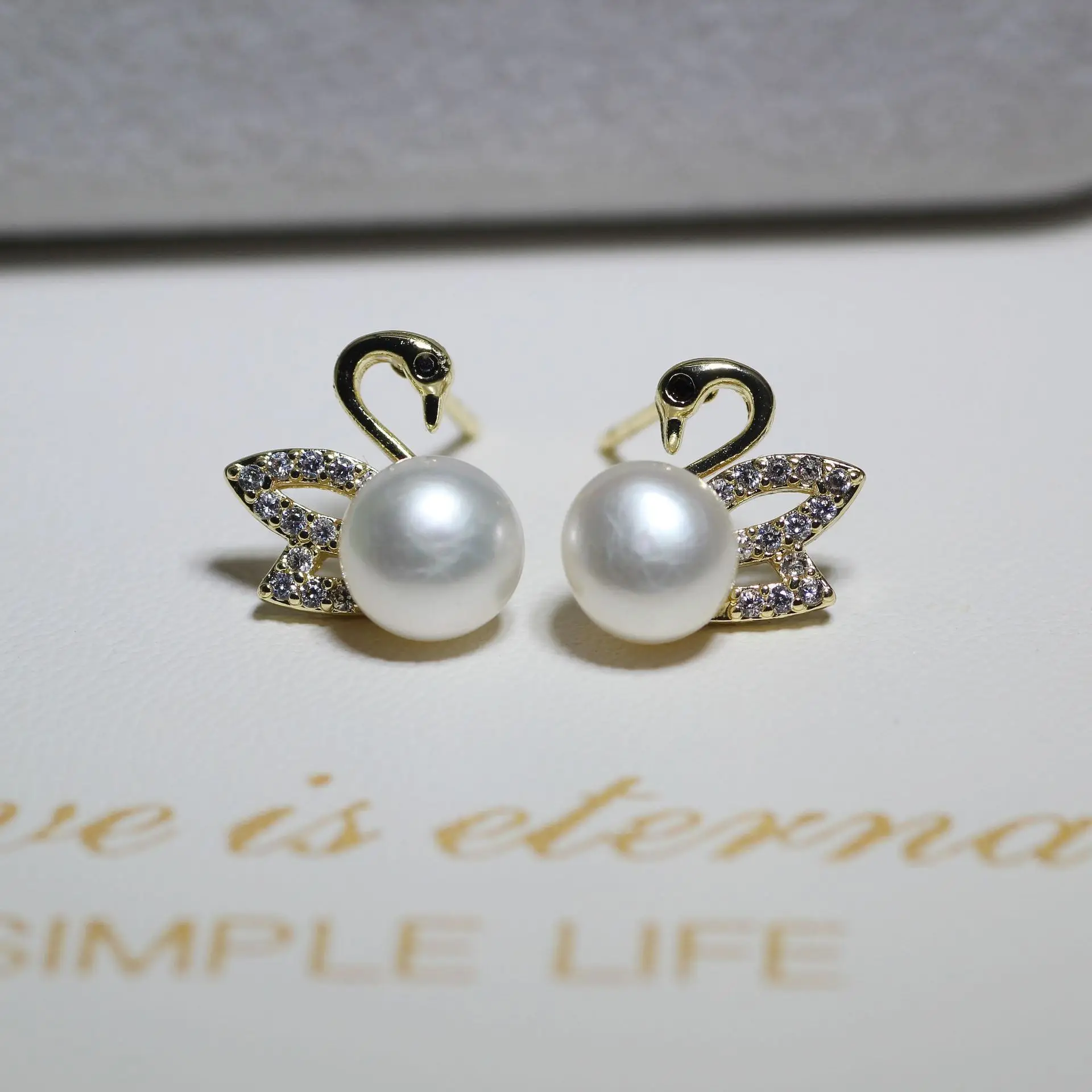 Dan Tao S925 Silver Pearl Little Swan Earrings — feature 8