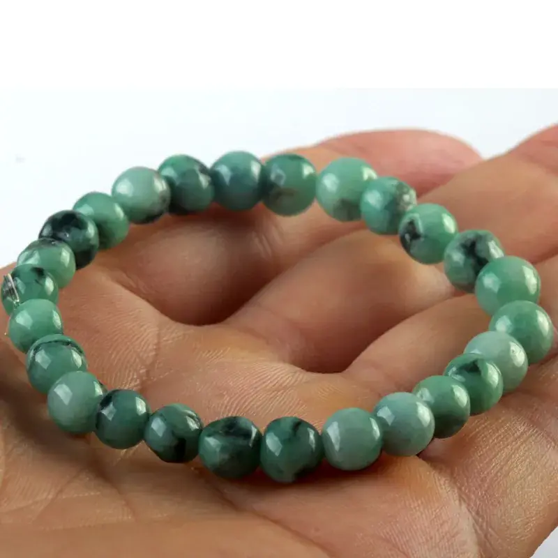 Green Jade Floating Flower Bracelet for Men Women