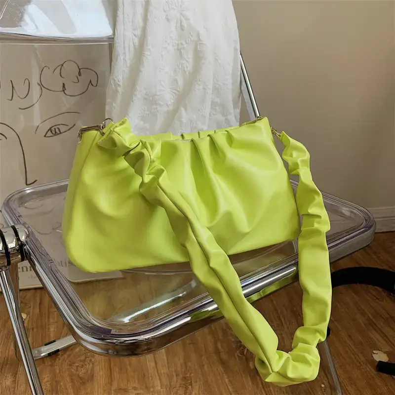 Yellow Ruffled Shoulder Bag for Women 2021 - Image 5