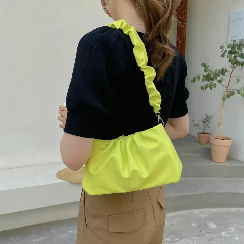 Yellow Ruffled Shoulder Bag for Women 2021 - Image 6