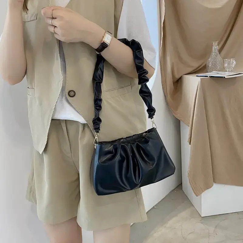 Yellow Ruffled Shoulder Bag for Women 2021 - Image 8