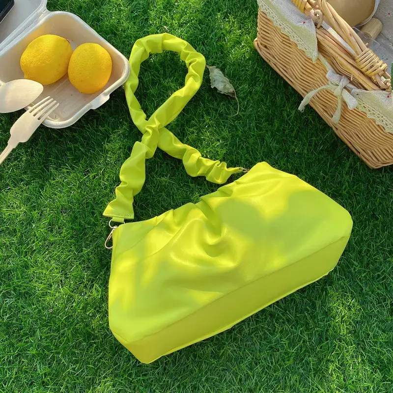 Yellow Ruffled Shoulder Bag for Women 2021 - Image 2