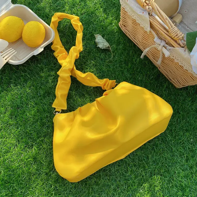 Yellow Ruffled Shoulder Bag for Women 2021 - Image 3