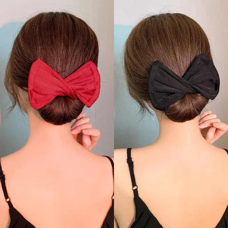 Red Lazy Twist Hair Curler Bow for Women - Image 9