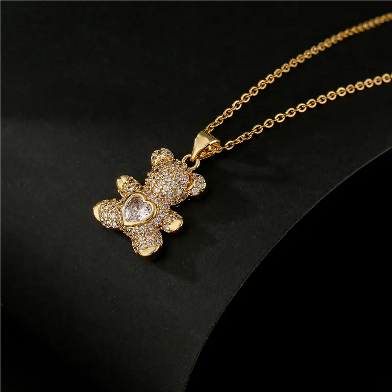 Copper Micro-Encrusted Zircon Heart Pendant Necklace Set - Image 6