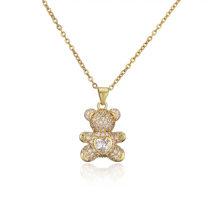 Copper Micro-Encrusted Zircon Heart Pendant Necklace Set - Image 9