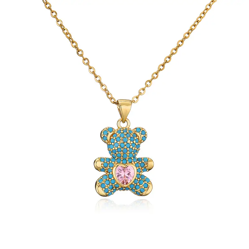 Copper Micro-Encrusted Zircon Heart Pendant Necklace Set - Image 4