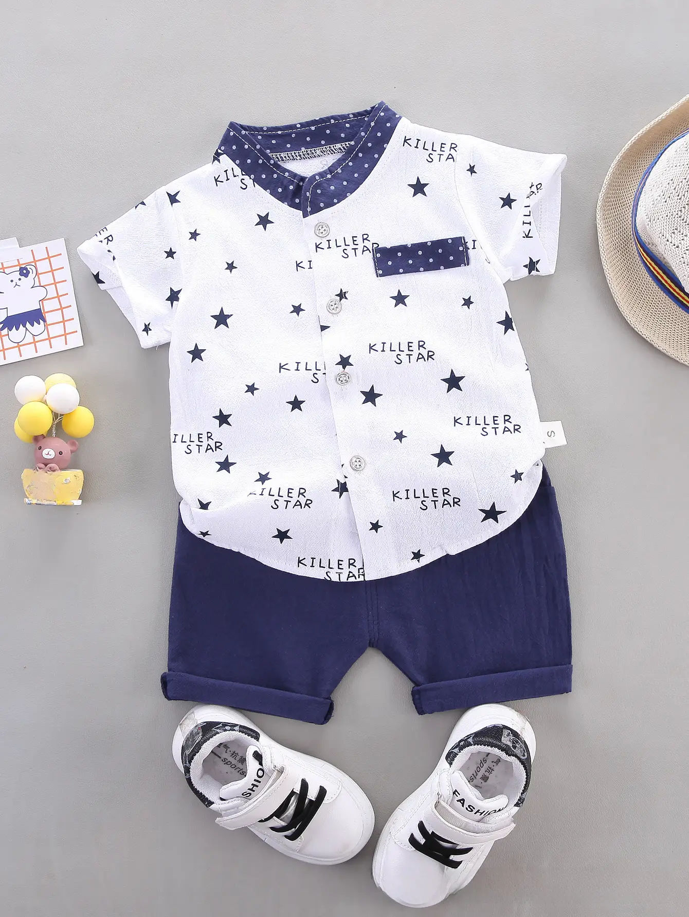 Cotton Cartoon Infant Toddler Suit Yellow Blue 1-4Yrs - Image 41