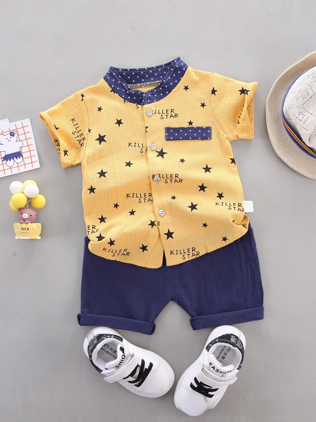 Cotton Cartoon Infant Toddler Suit Yellow Blue 1-4Yrs - Image 47