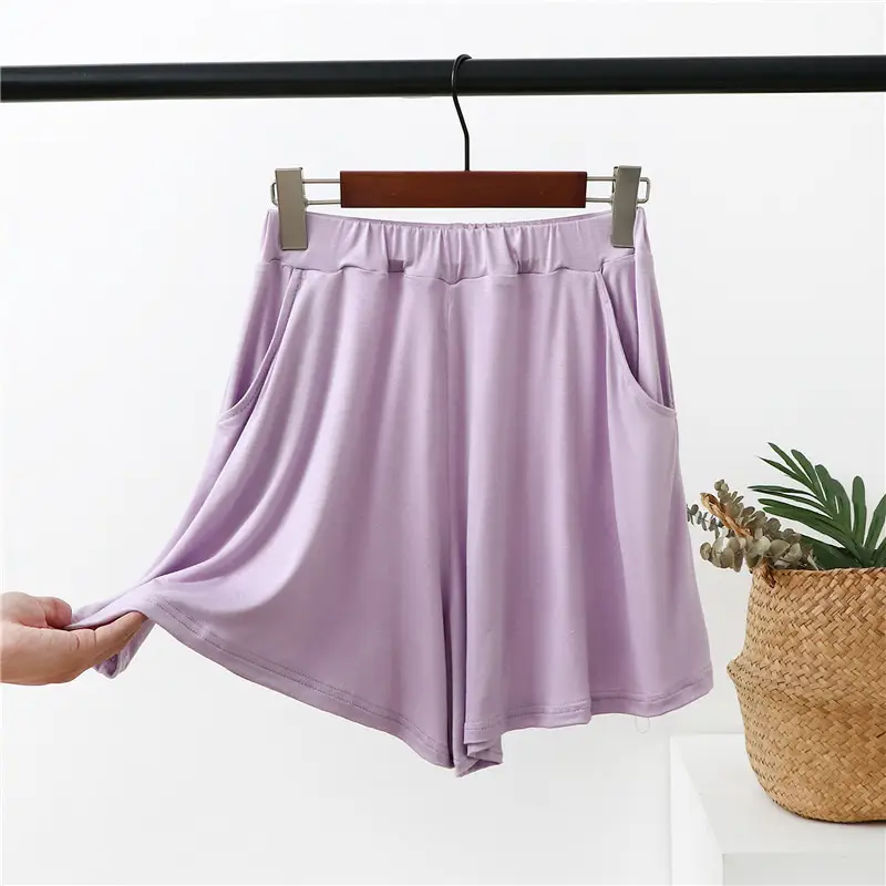 Women's Blue Modal Shorts Large Loose Pajama Pants - Image 19