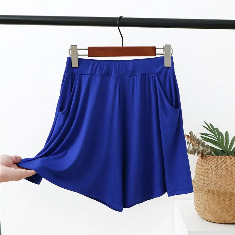 Women's Blue Modal Shorts Large Loose Pajama Pants - Image 3