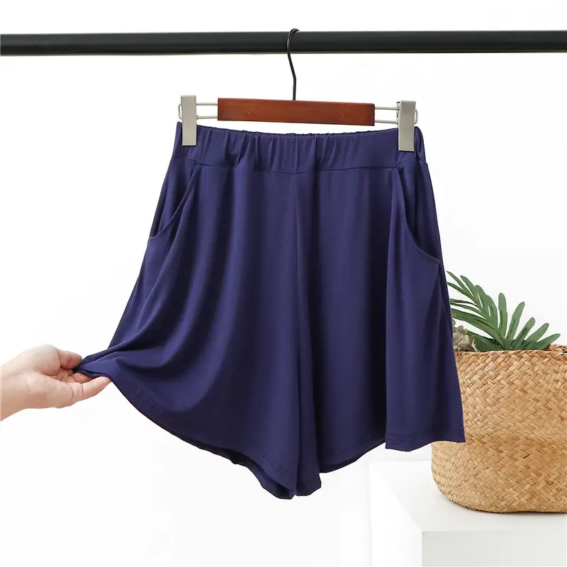 Women's Blue Modal Shorts Large Loose Pajama Pants - Image 4