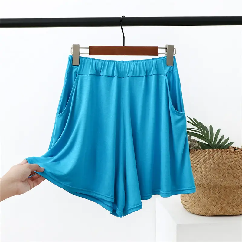 Women's Blue Modal Shorts Large Loose Pajama Pants - Image 5