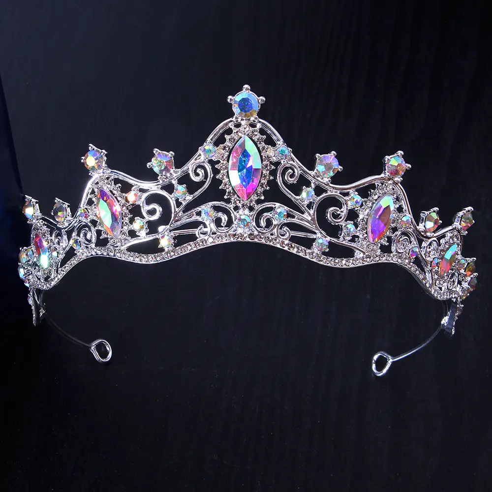 Silver Crystal Bridal Crown Headband for Wedding Party