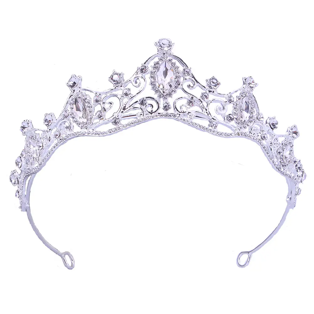 Silver Crystal Bridal Crown Headband for Wedding Party