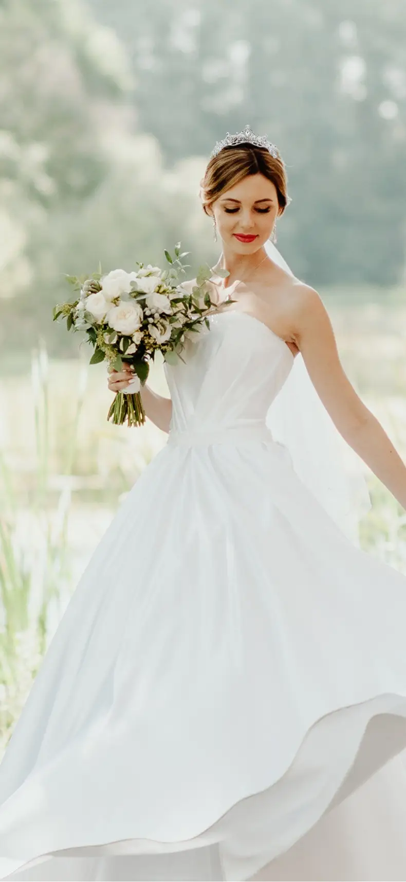 Silver Crystal Bridal Crown Headband for Wedding Party — feature 1