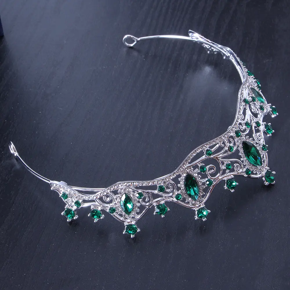 Silver Crystal Bridal Crown Headband for Wedding Party — feature 18