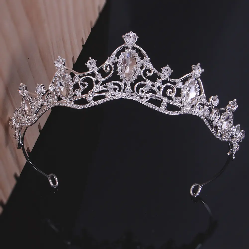 Silver Crystal Bridal Crown Headband for Wedding Party — feature 31