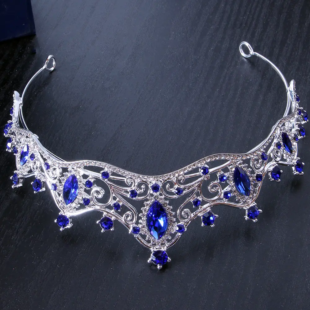 Silver Crystal Bridal Crown Headband for Wedding Party — feature 8