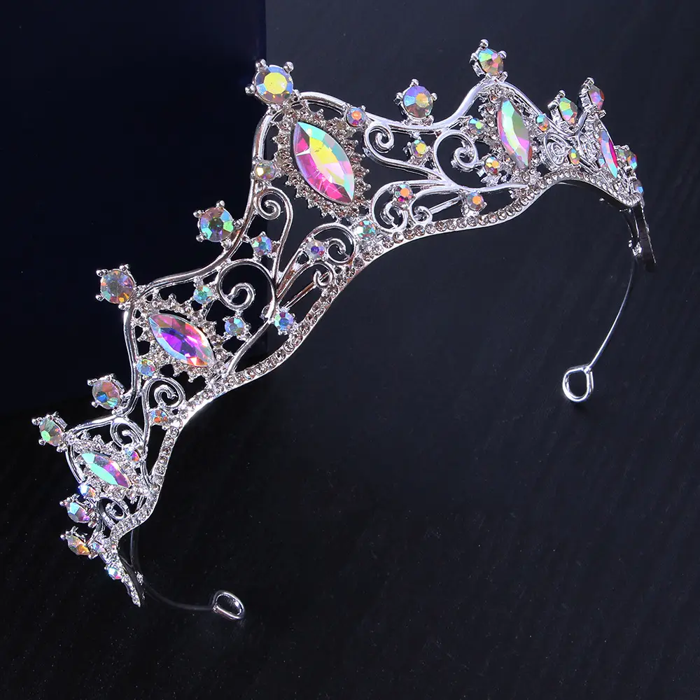 Silver Crystal Bridal Crown Headband for Wedding Party