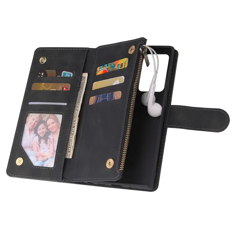 Note20 Ultra Zipper Multi-Card Leather Wallet Case - Image 7