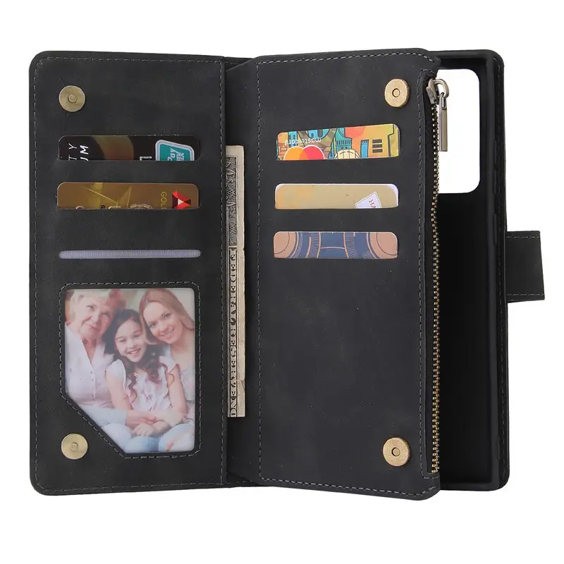 Note20 Ultra Zipper Multi-Card Leather Wallet Case - Image 8