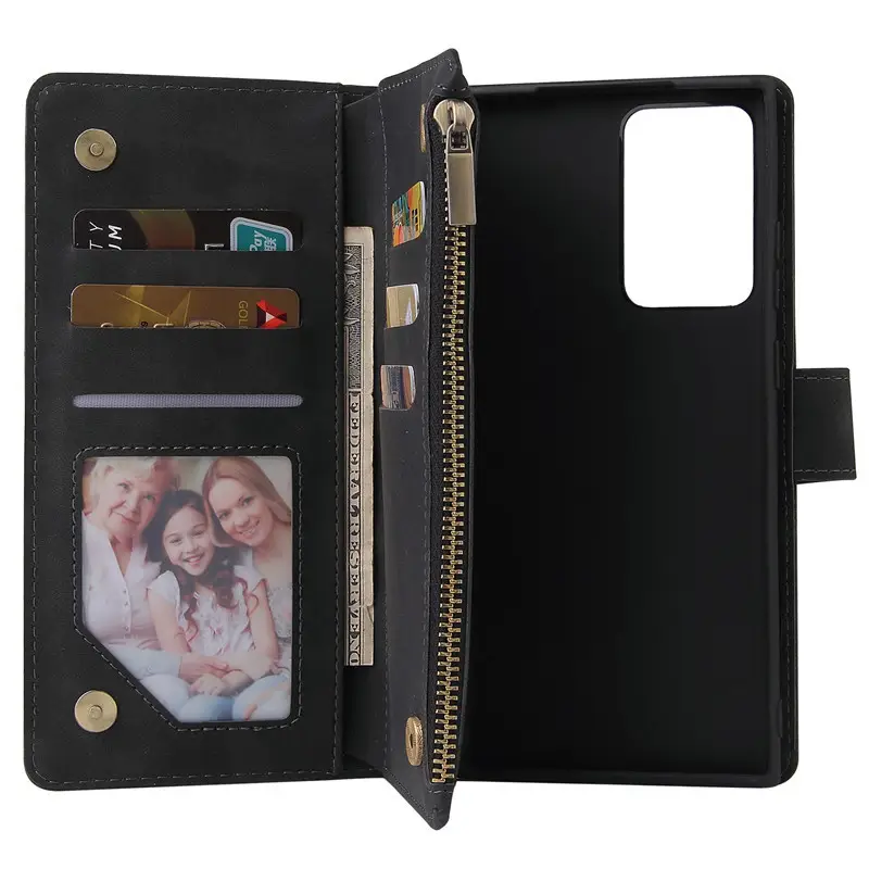 Note20 Ultra Zipper Multi-Card Leather Wallet Case - Image 9