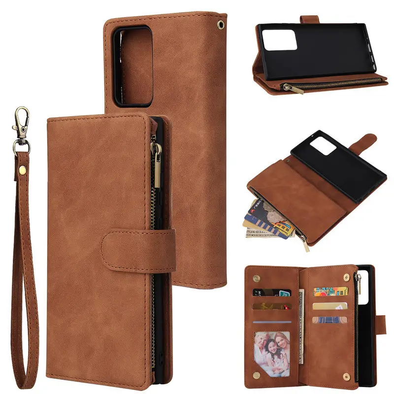 Note20 Ultra Zipper Multi-Card Leather Wallet Case - Image 2