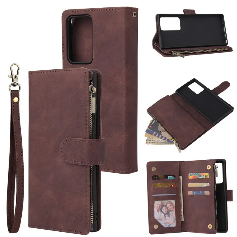 Note20 Ultra Zipper Multi-Card Leather Wallet Case - Image 3