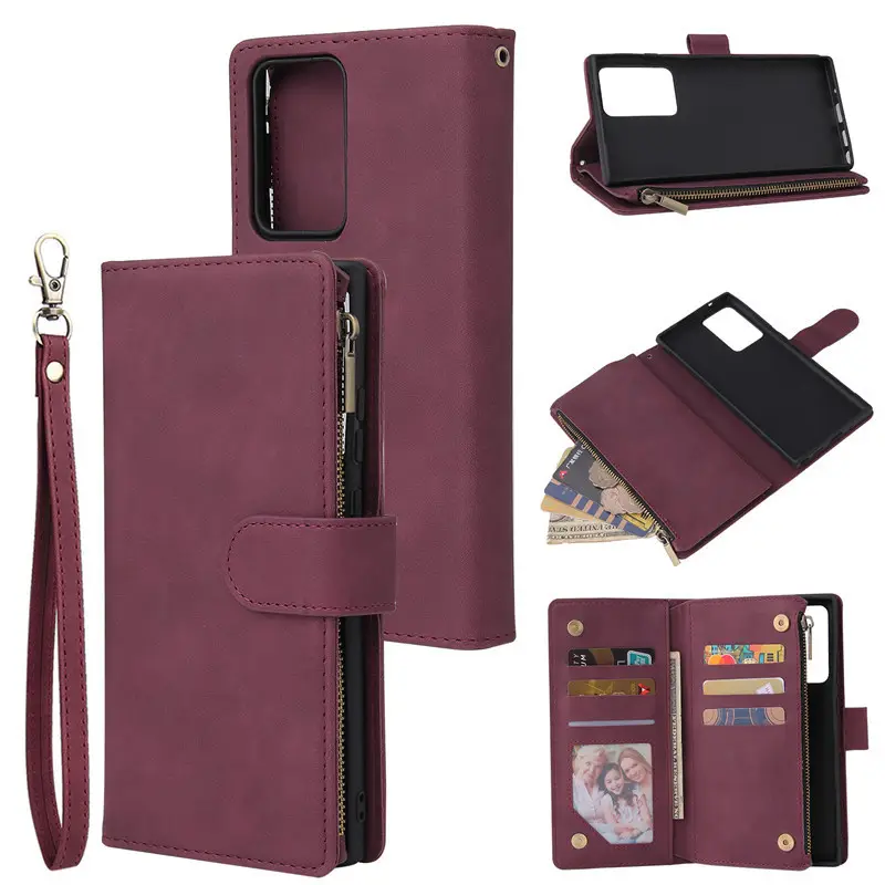 Note20 Ultra Zipper Multi-Card Leather Wallet Case - Image 4
