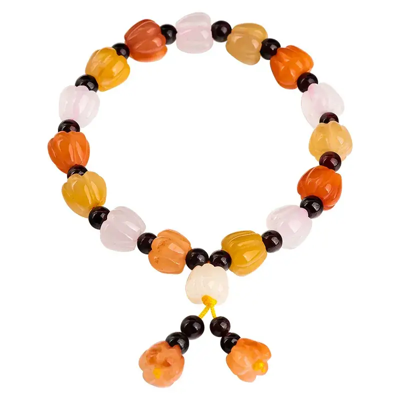 Natural Xinjiang Golden Silk Jade Colorful Pumpkin Bracelet