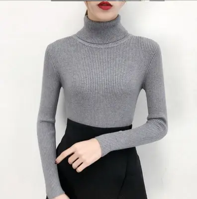 Women K-Style White Knit Pullover Sweater
