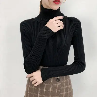 Women K-Style White Knit Pullover Sweater