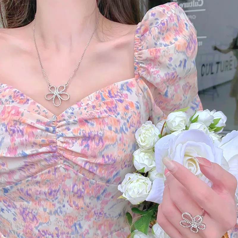 French Floral Dress with New Puff Sleeves