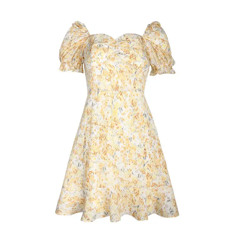 French Floral Dress with New Puff Sleeves