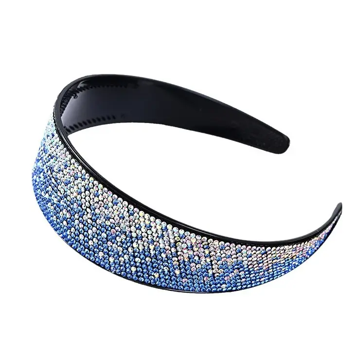 Full Diamond Rhinestone Wide Hoop Black White