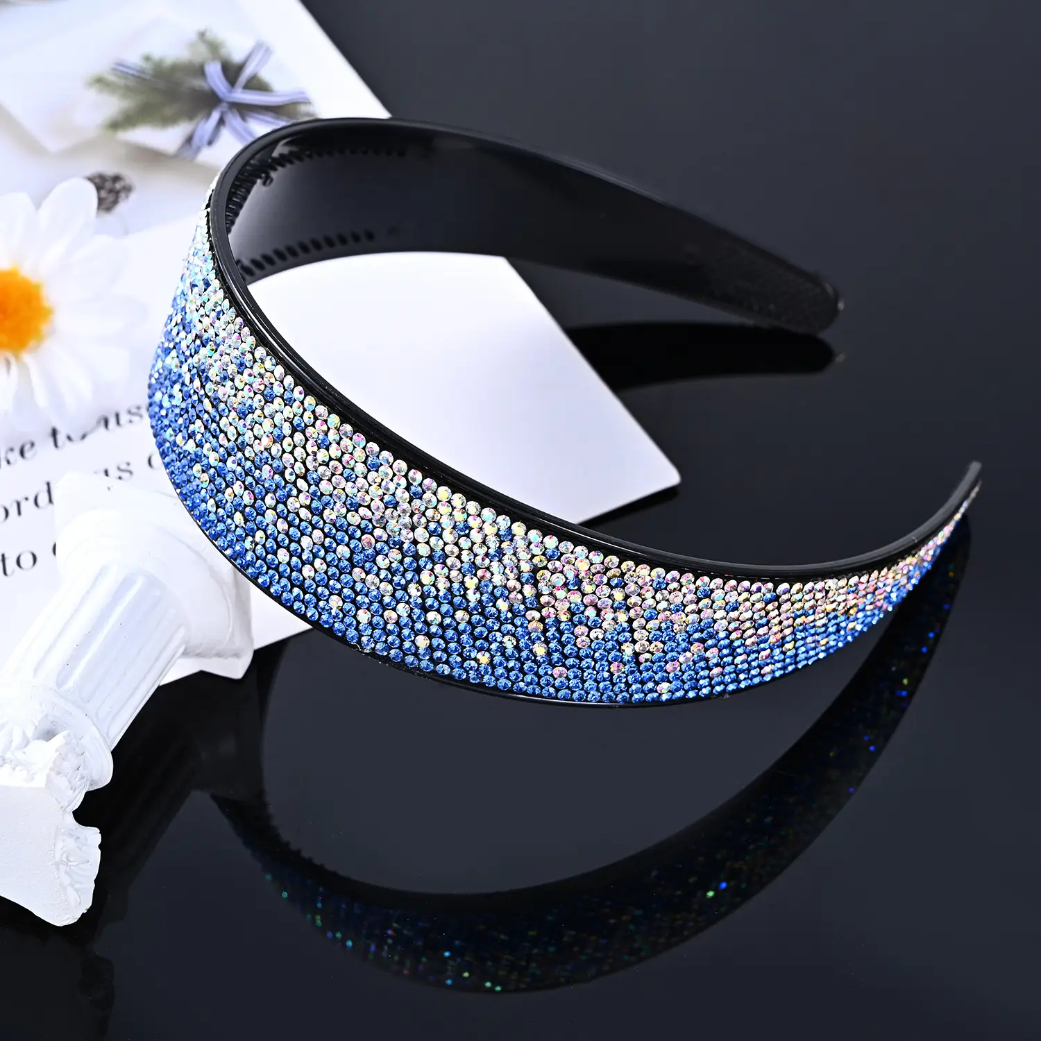 4cm gradient full drill hairband [light blue/AB color drill]]