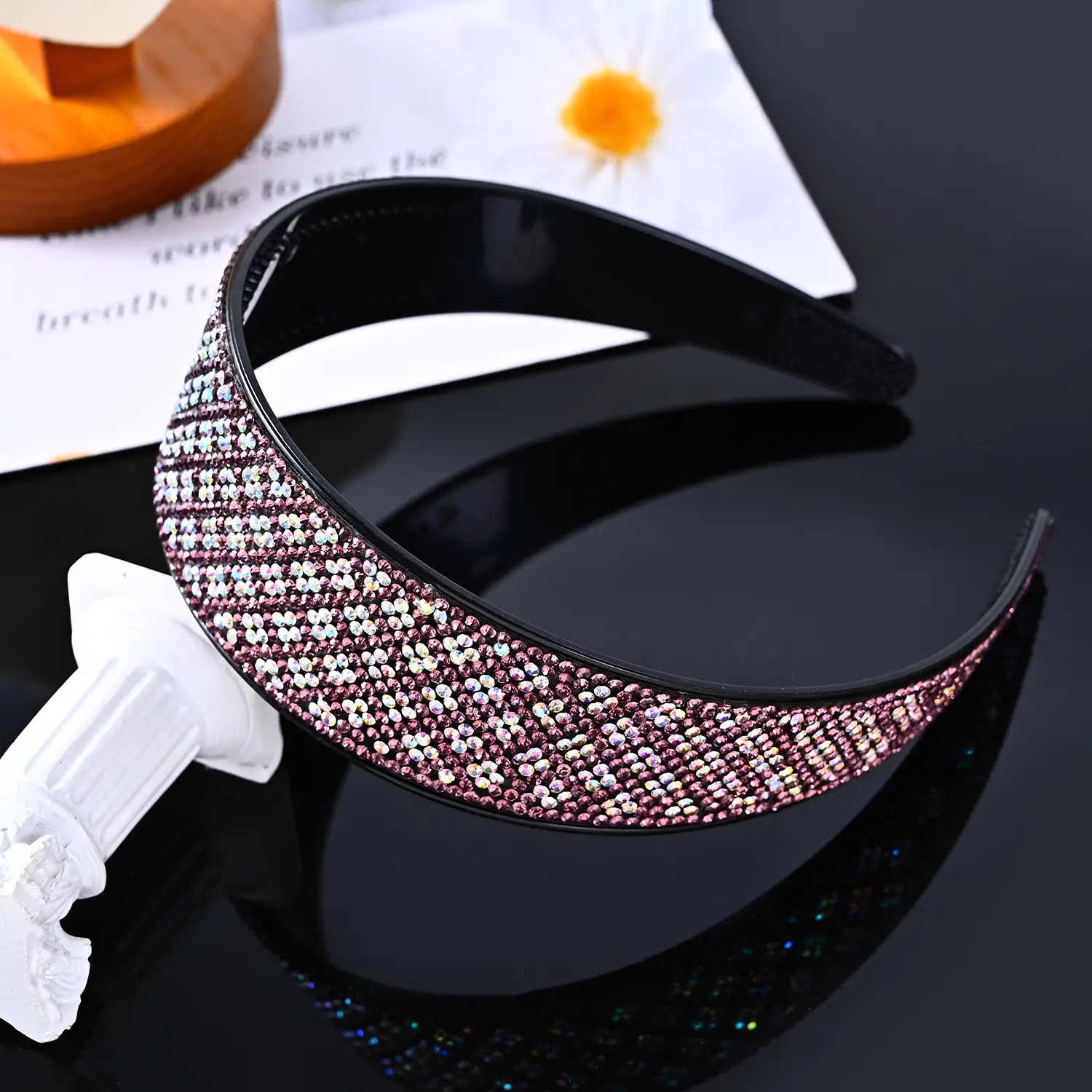 4cm Plum Blossom full drill hairband [purple/AB color drill]]