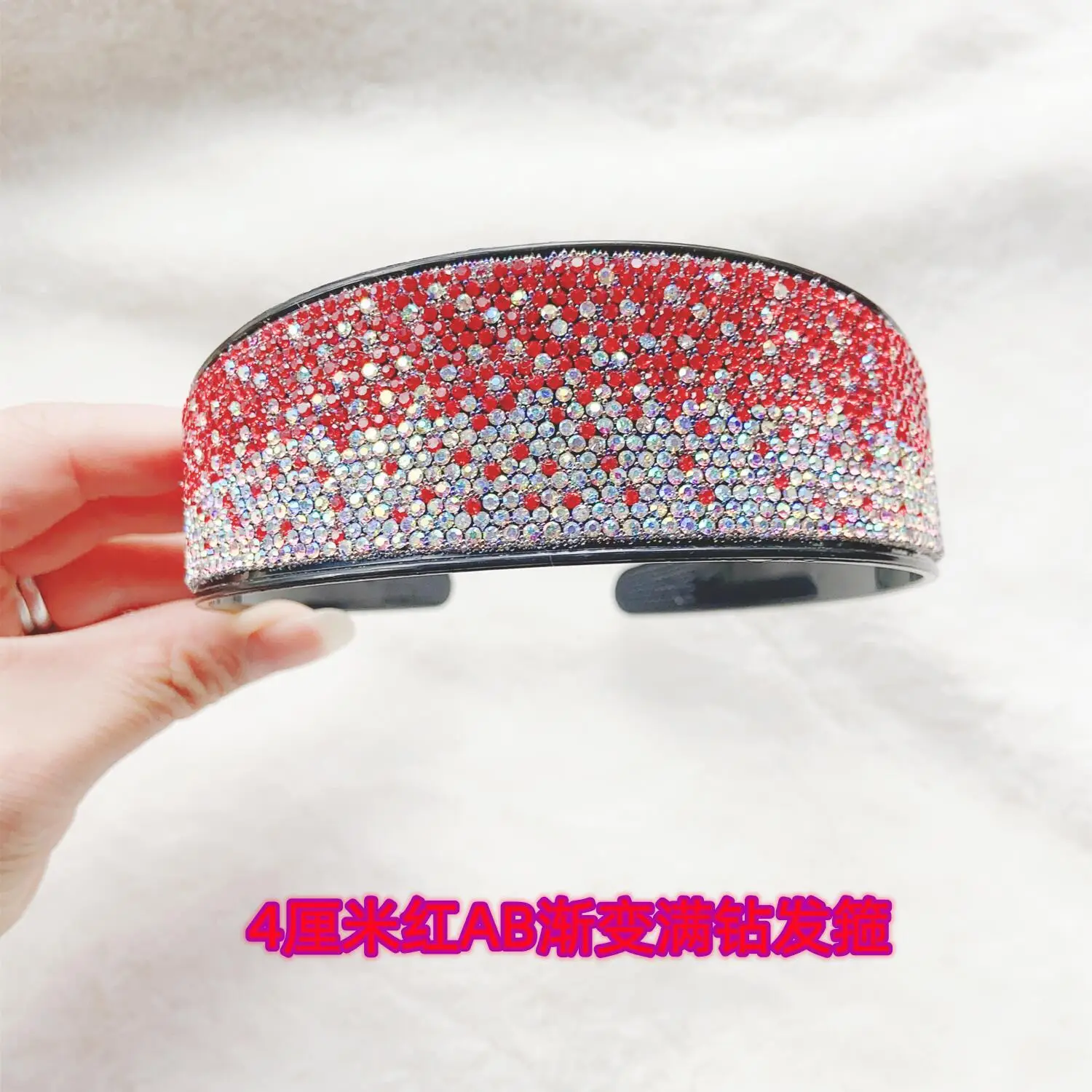 4cm gradient full drill hairband [red/AB color drill]]