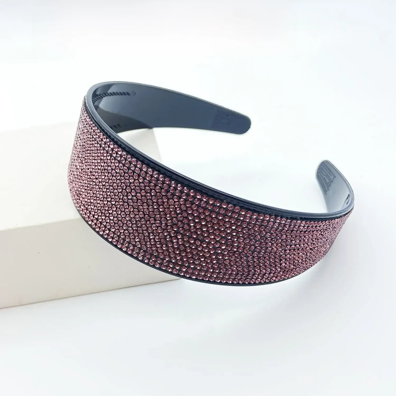 Full Diamond Rhinestone Wide Hoop Black White